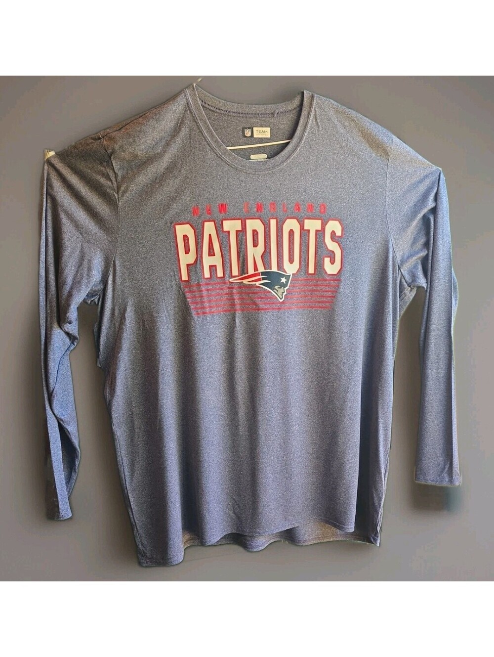 NFL Team Apparel New England Patriots Long Sleeve T Shirt Size 2XL Heather Blue